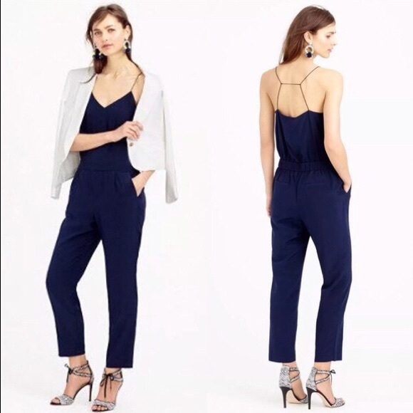navy blue silk jumpsuit